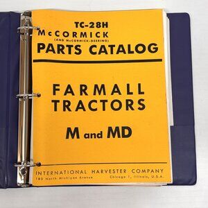 Vintage McCormick Farmall M and MD Tractors TC-28H Parts Catalog with Binder